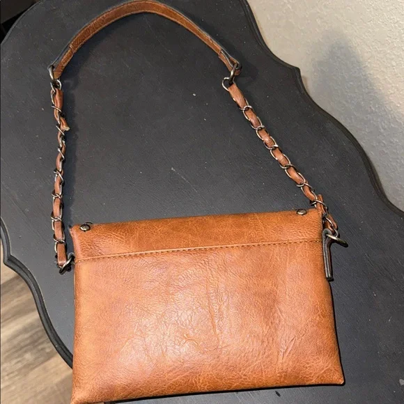 Chic Studded Brown Leather Shoulder Bag - Picture 7 of 10